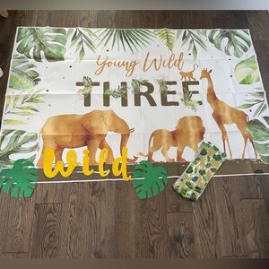 Young Wild Three Birthday Banner